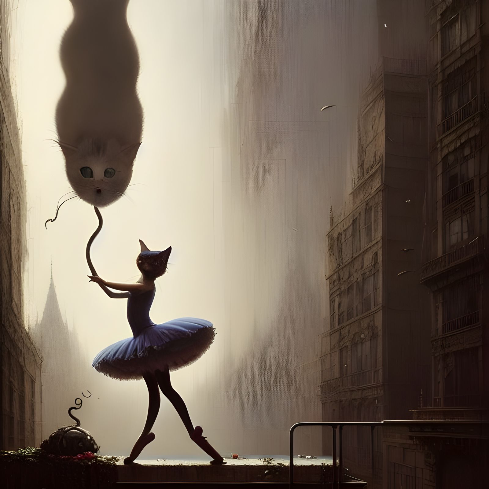 Beautiful Cat Ballerina in Surreal Style