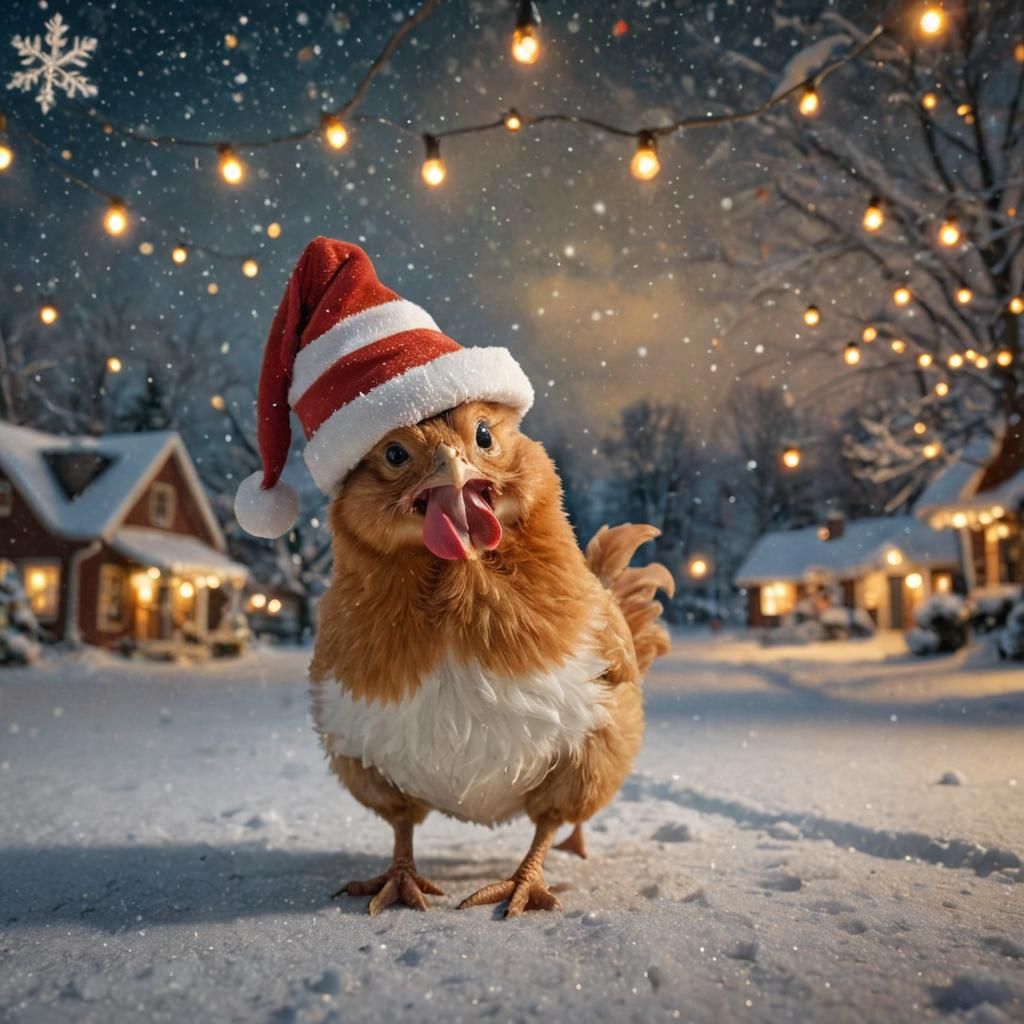 Festive Chicken Nugget Celebrates Christmas as Digital Art