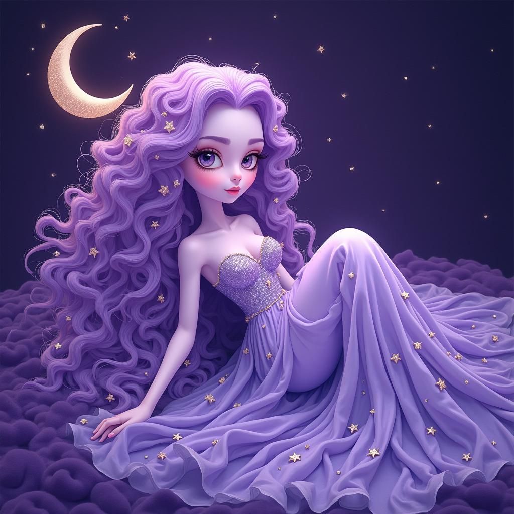 Purple Goddess of Ice and Fire: Ethereal Fantasy Art