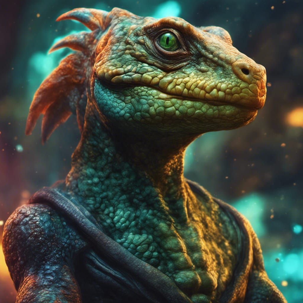 Hyperrealistic Reptile Aliens Care for Humans