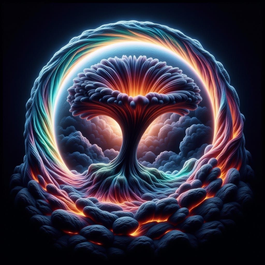 Xenomorph Flower Over Gas Giant in Surreal Style