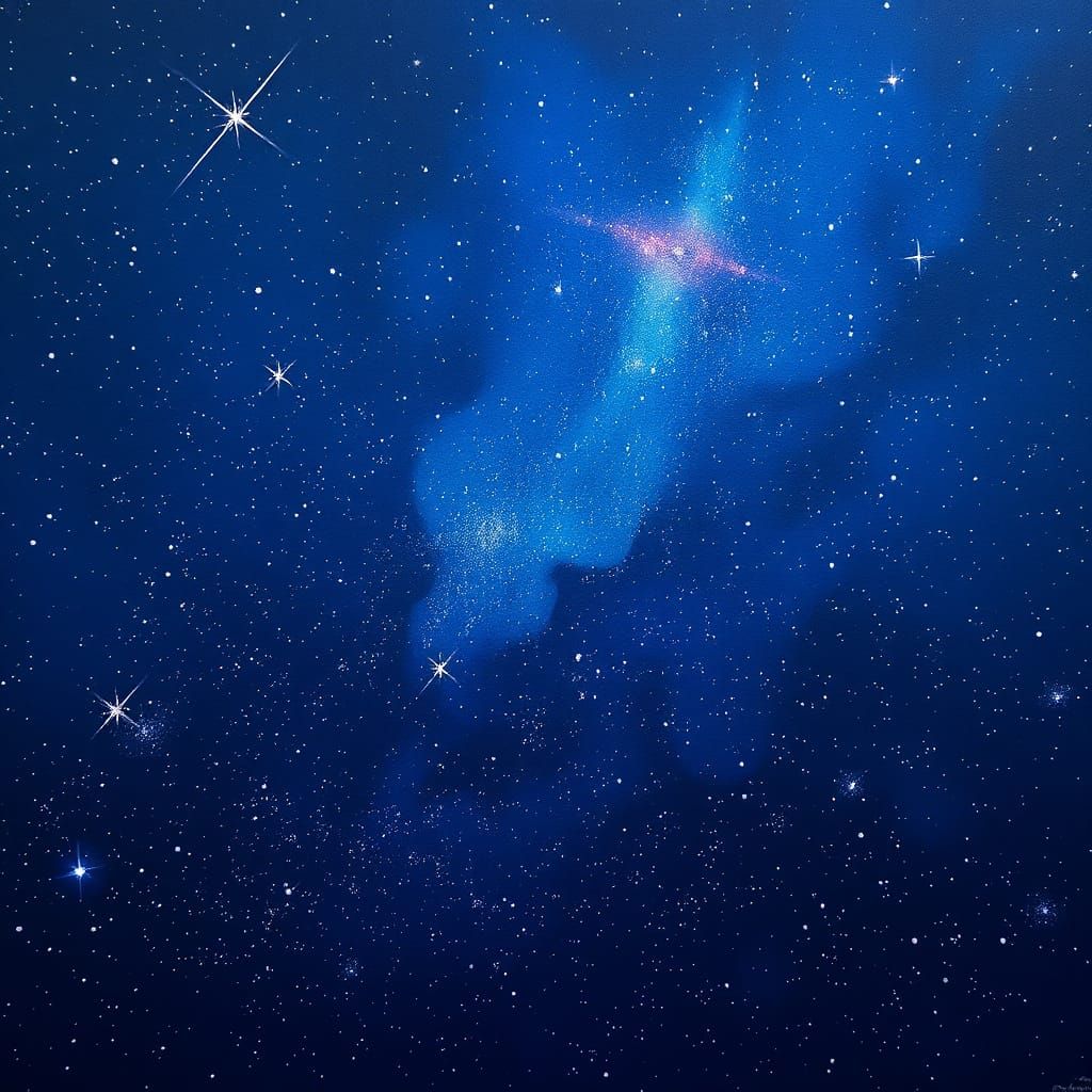 Celestial Dreamscape in Vibrant Indigo Hues