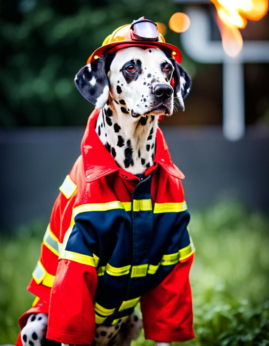 Dalmatian Dog in Fireman Suit: Professional Photo