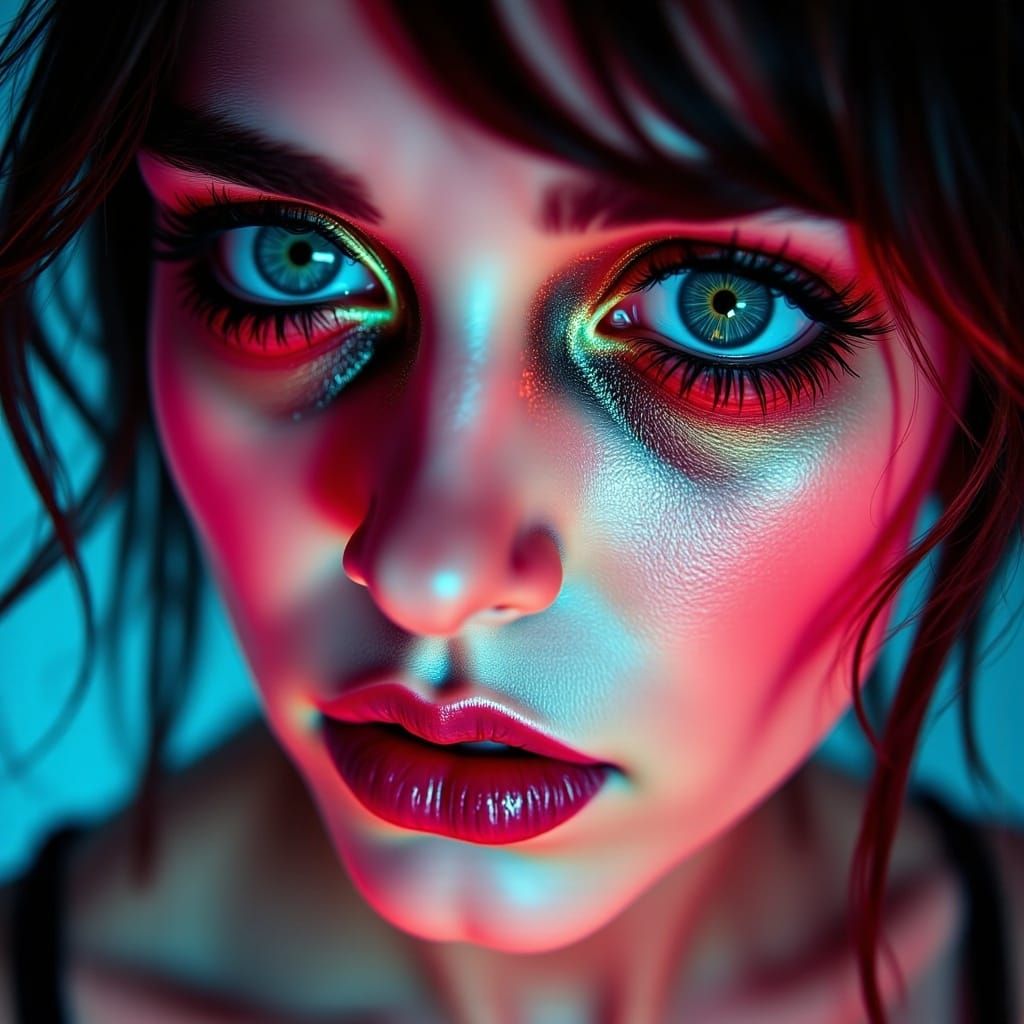 Ombre Makeup with Cyberpunk Glitch Effects