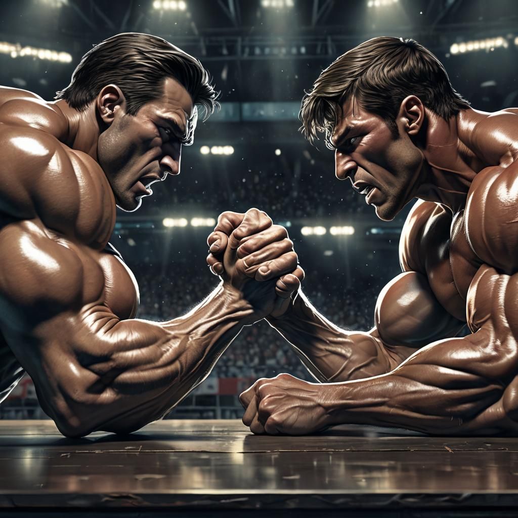 Dynamic Arm Wrestling Illustration in Comic Book Style