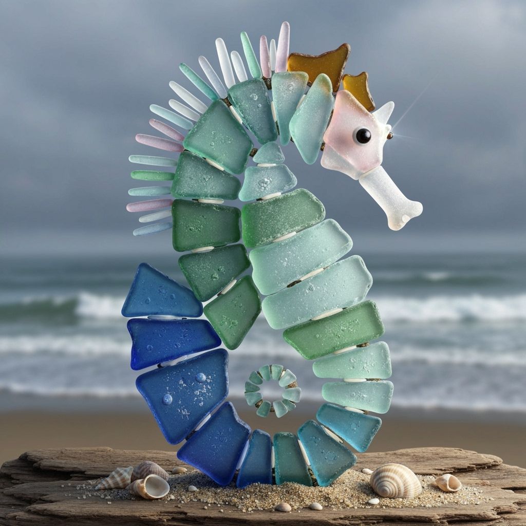 Sea Glass Seahorse Sculpture Digital Painting