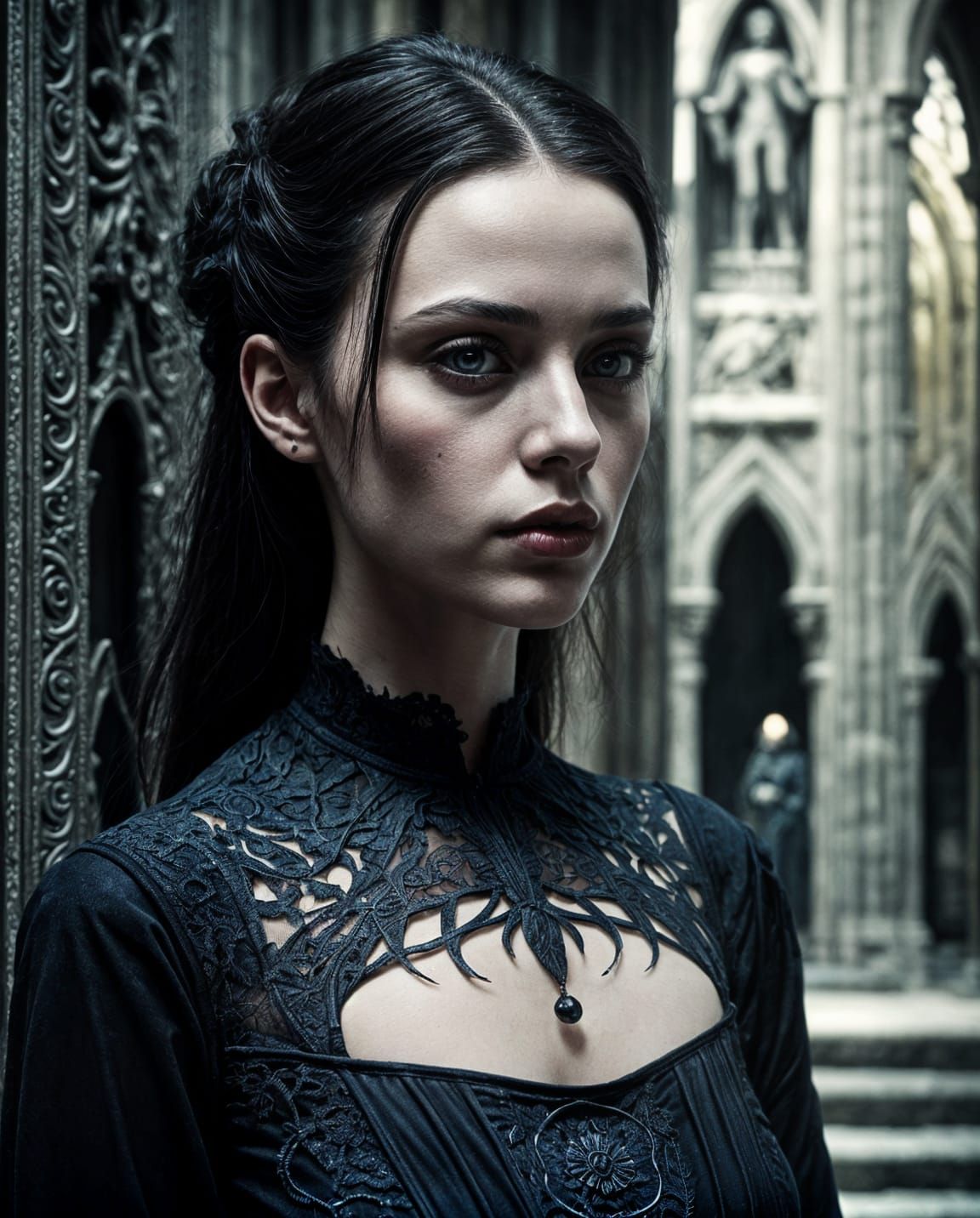 Gothic Woman in Hyper-Detailed Art