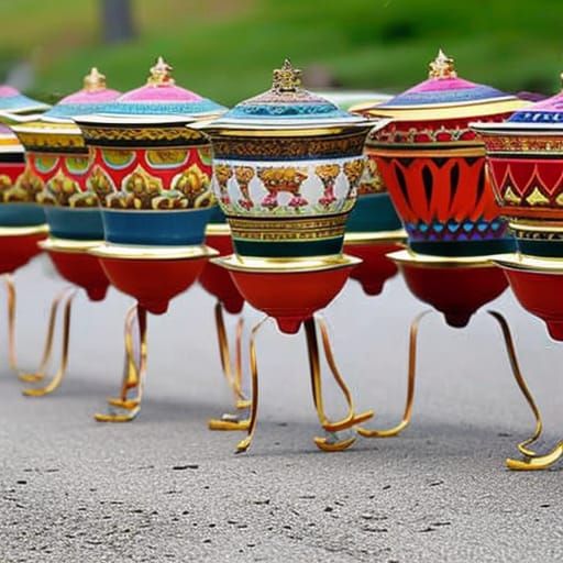 Ornate Teacup King Running a Marathon