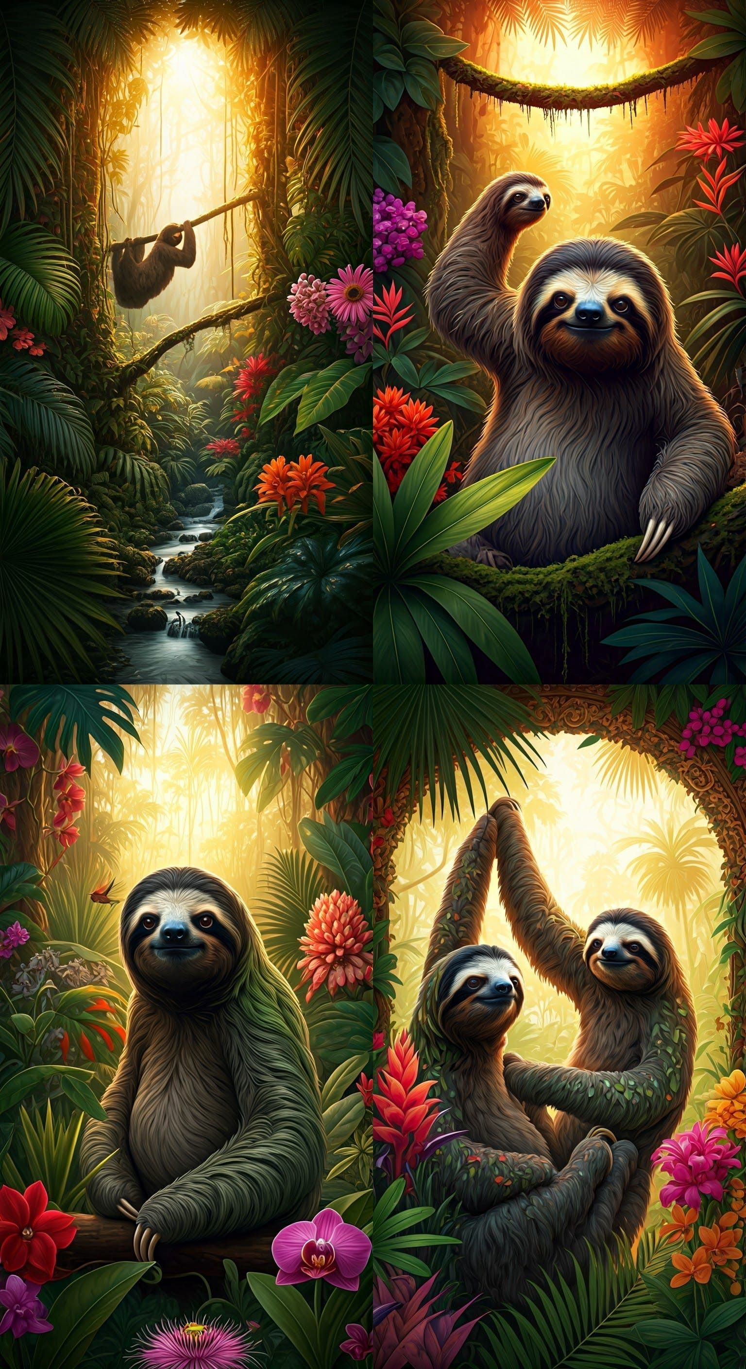 Vibrant Tropical Paradise in Futurist Style