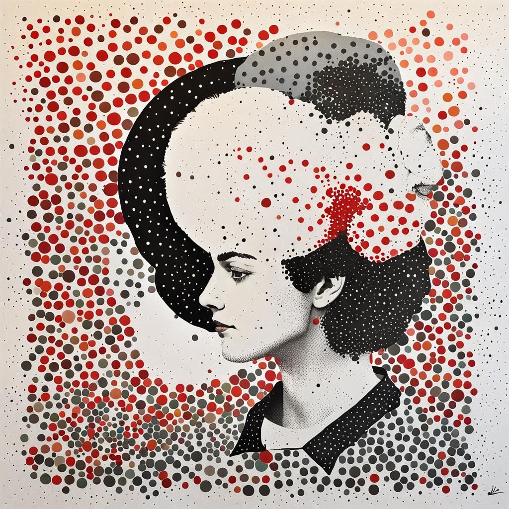 Pointillist Abstract Art with Dotted Texture