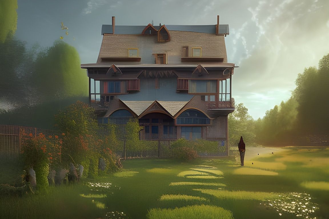 Cozy River Colony in Solarpunk Rococo Style