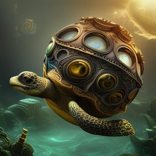 Steampunk Turtle: Detailed Fantasy Concept Art