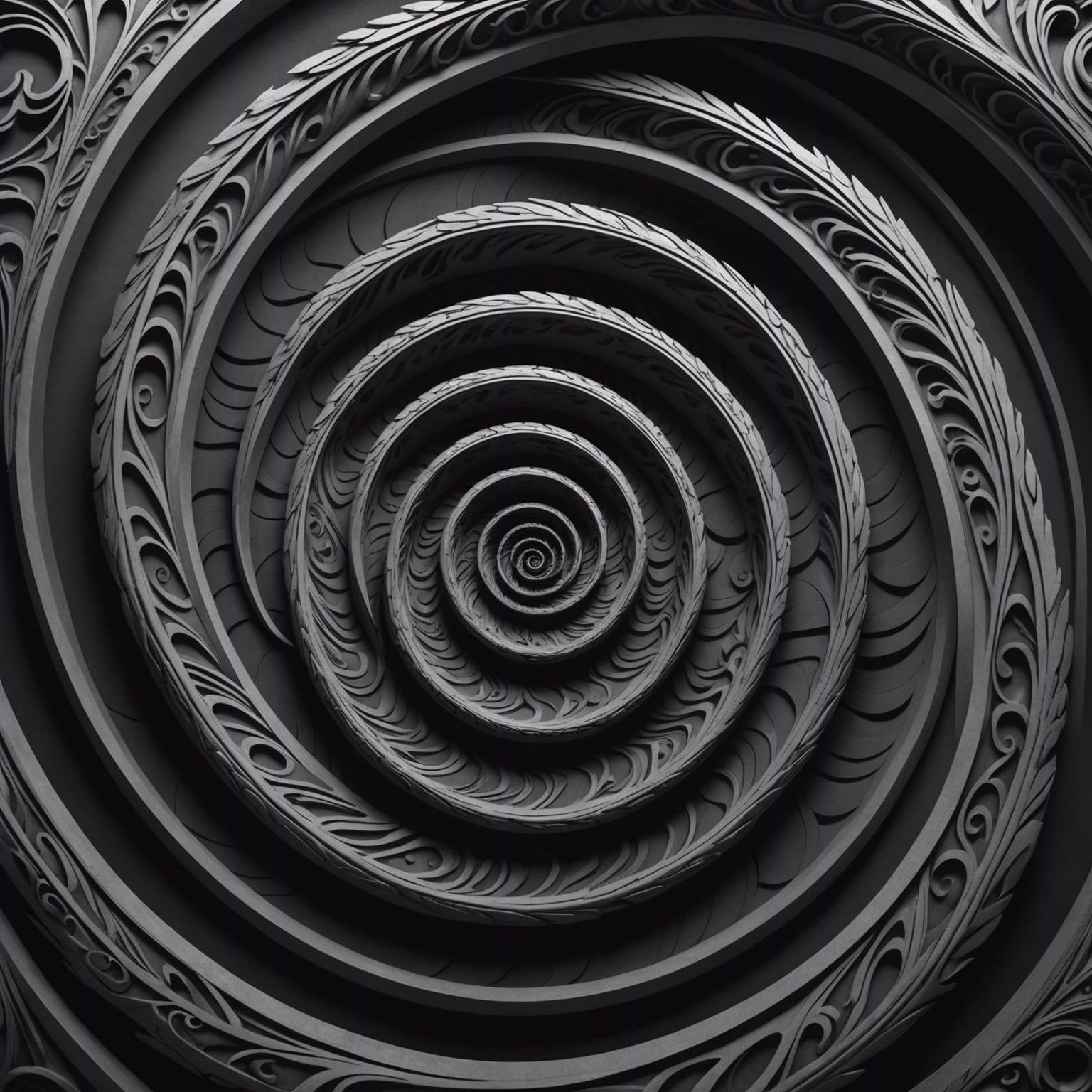 Dark Gothic Organic Spiral Optical Illusion