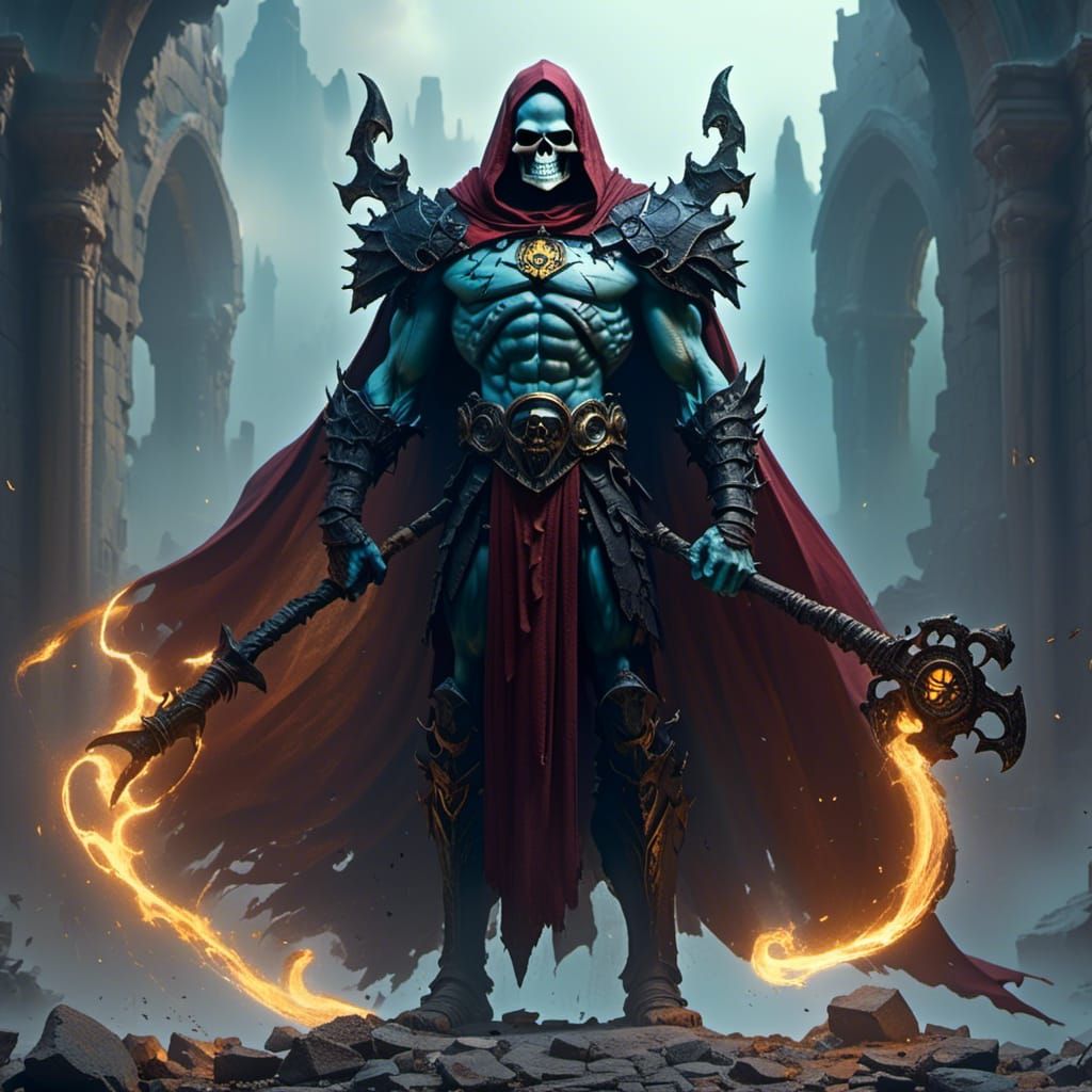 Skeletor in Gothic Castle with Magic Staff