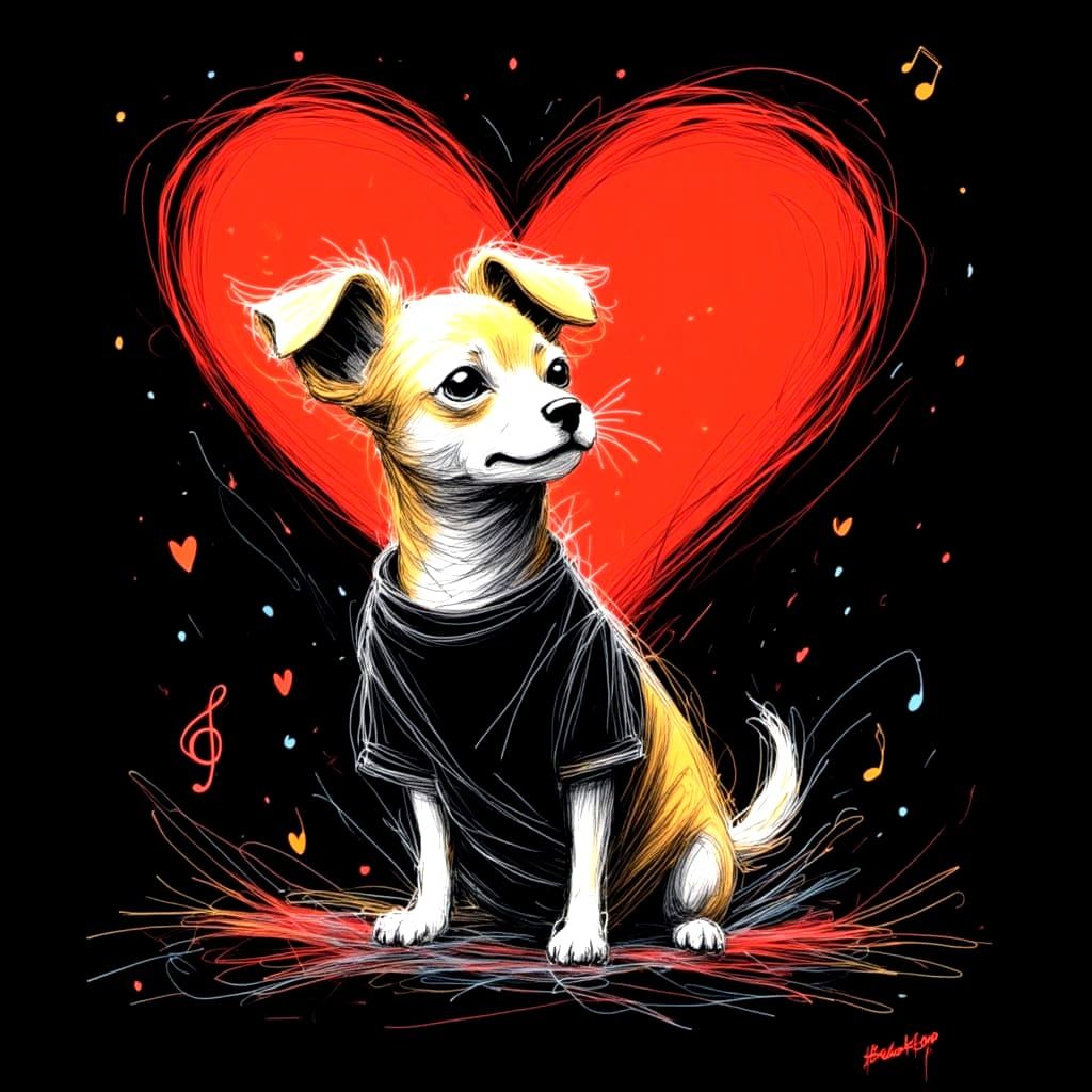 Animated Chihuahua in Band Shirt at Metal Concert