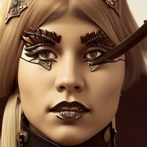 Steampunk Warrior Woman with Mechanical Details