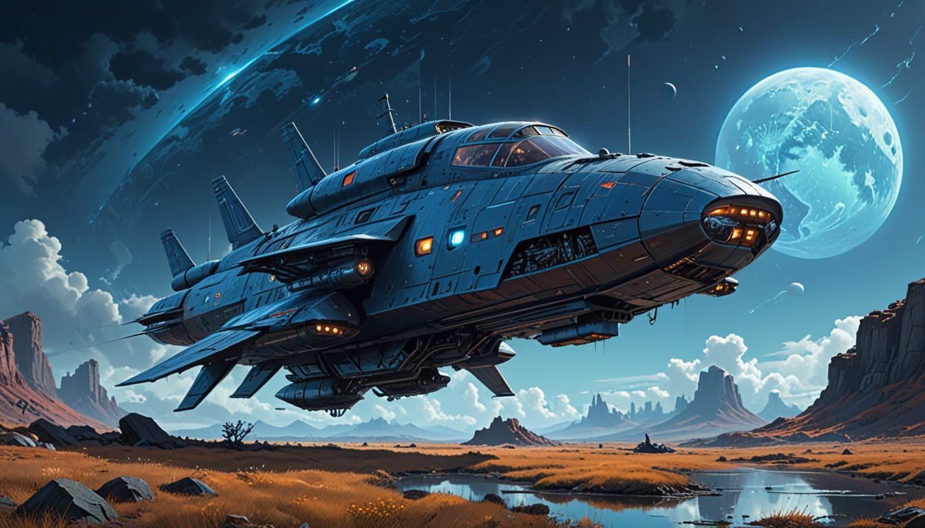 Colossal Spaceship Sails Beside Earth in Hyperrealistic Sci-...