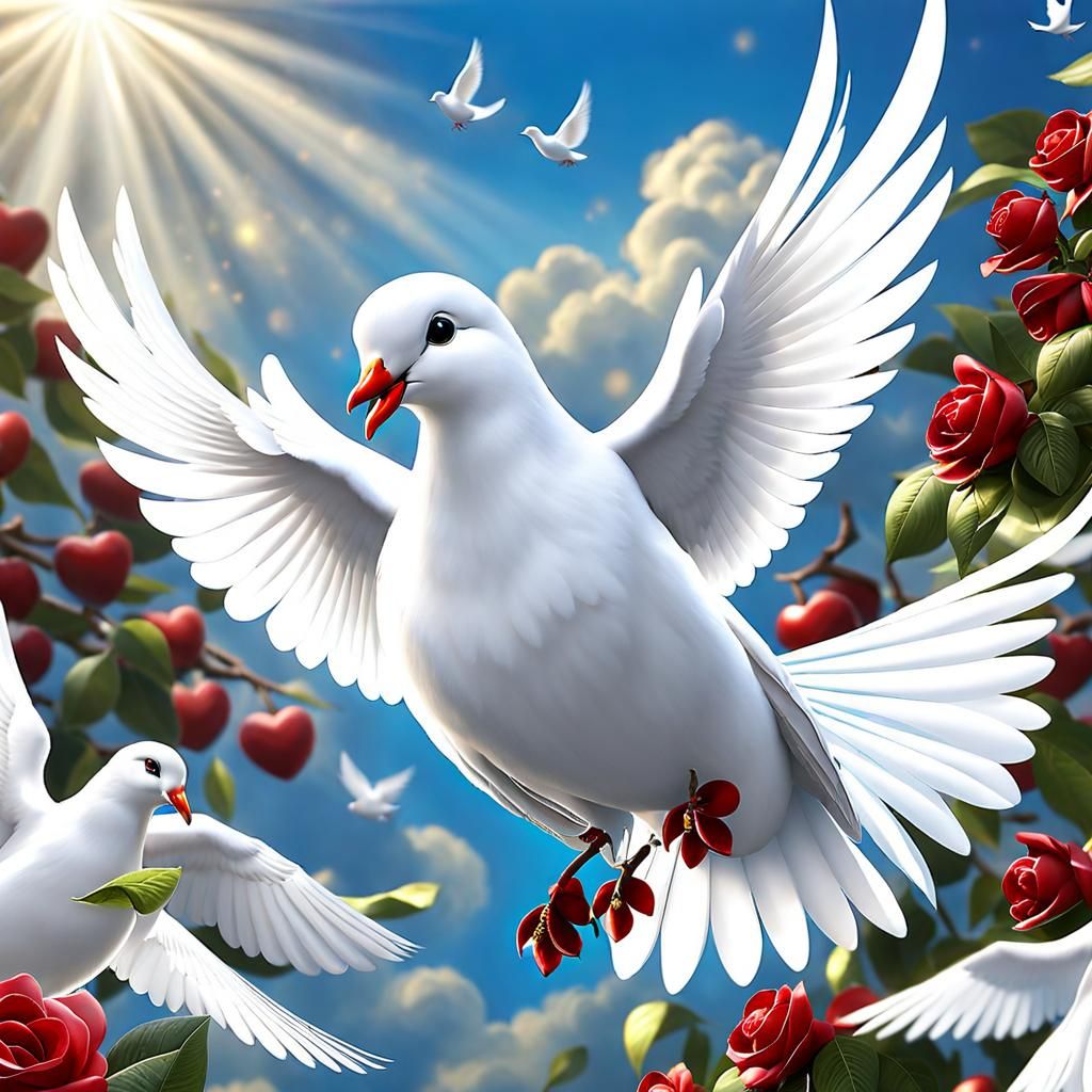 On the wings of a snow white dove, He sends his pure sweet love. Joy from above on the wings of a dove.