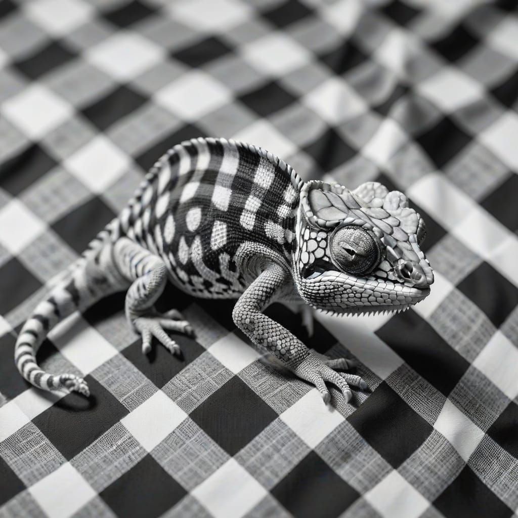 Surreal Chameleon in Geometric Patterns