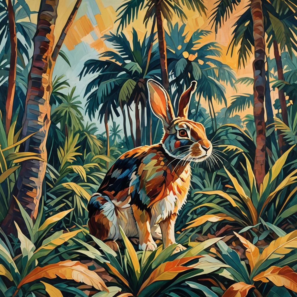 Brave Rabbit's Last Stand: Expressionist Landscape Painting