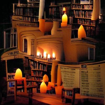 Candlelit Library Interior