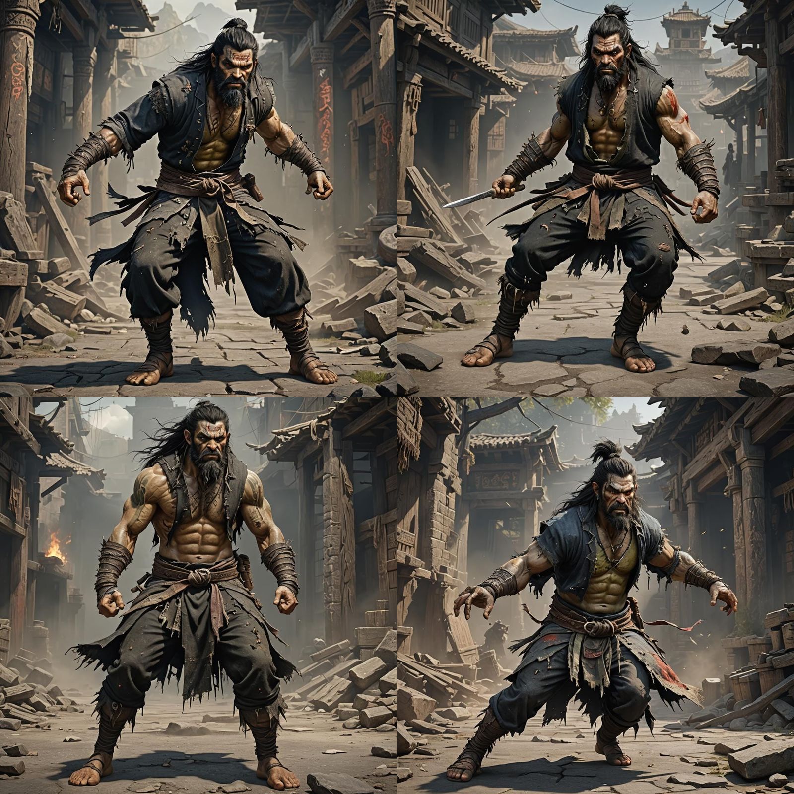 Half-Orc Martial Artist in Action Pose
