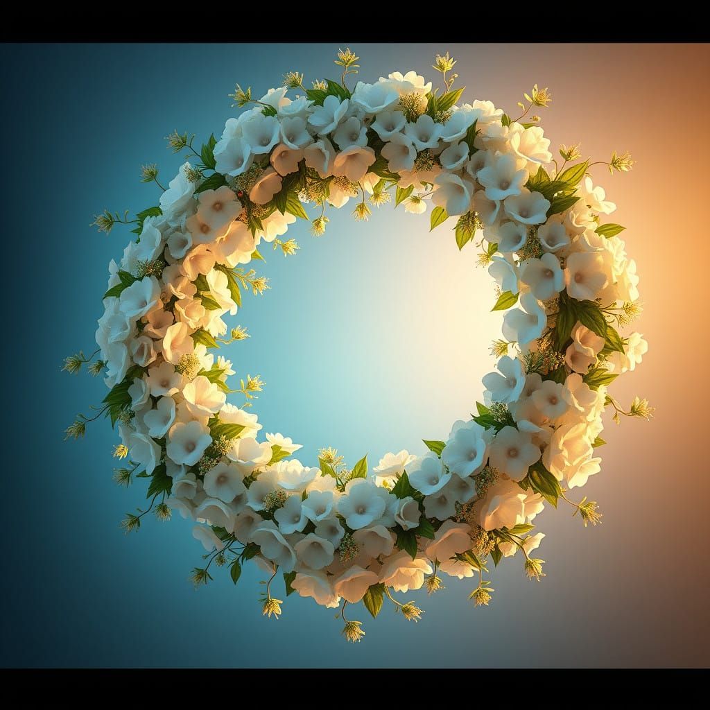 Dreamlike White Flower Wreath in Refined Fantasy Art