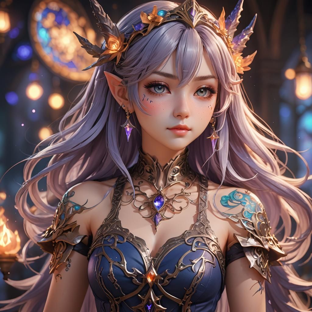 Magical Witch Girl Portrait in 3D Anime Style