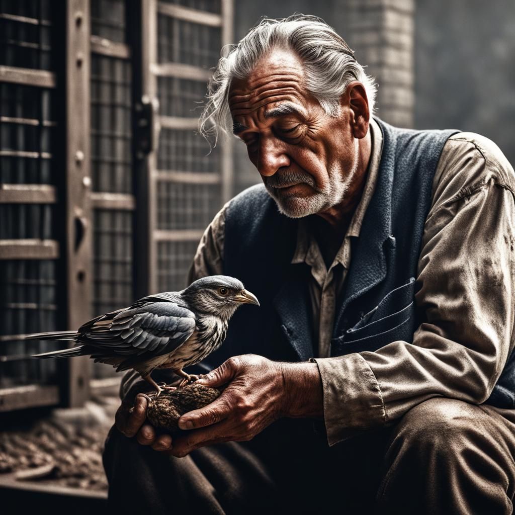 Prisoner's Gentle Moment: Bird in Hand