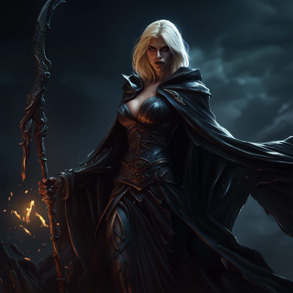 Blonde Grim Reaper in Dark Fantasy Style