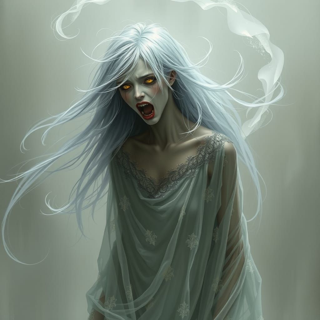 Ethereal Female Specter with Flowing Hair