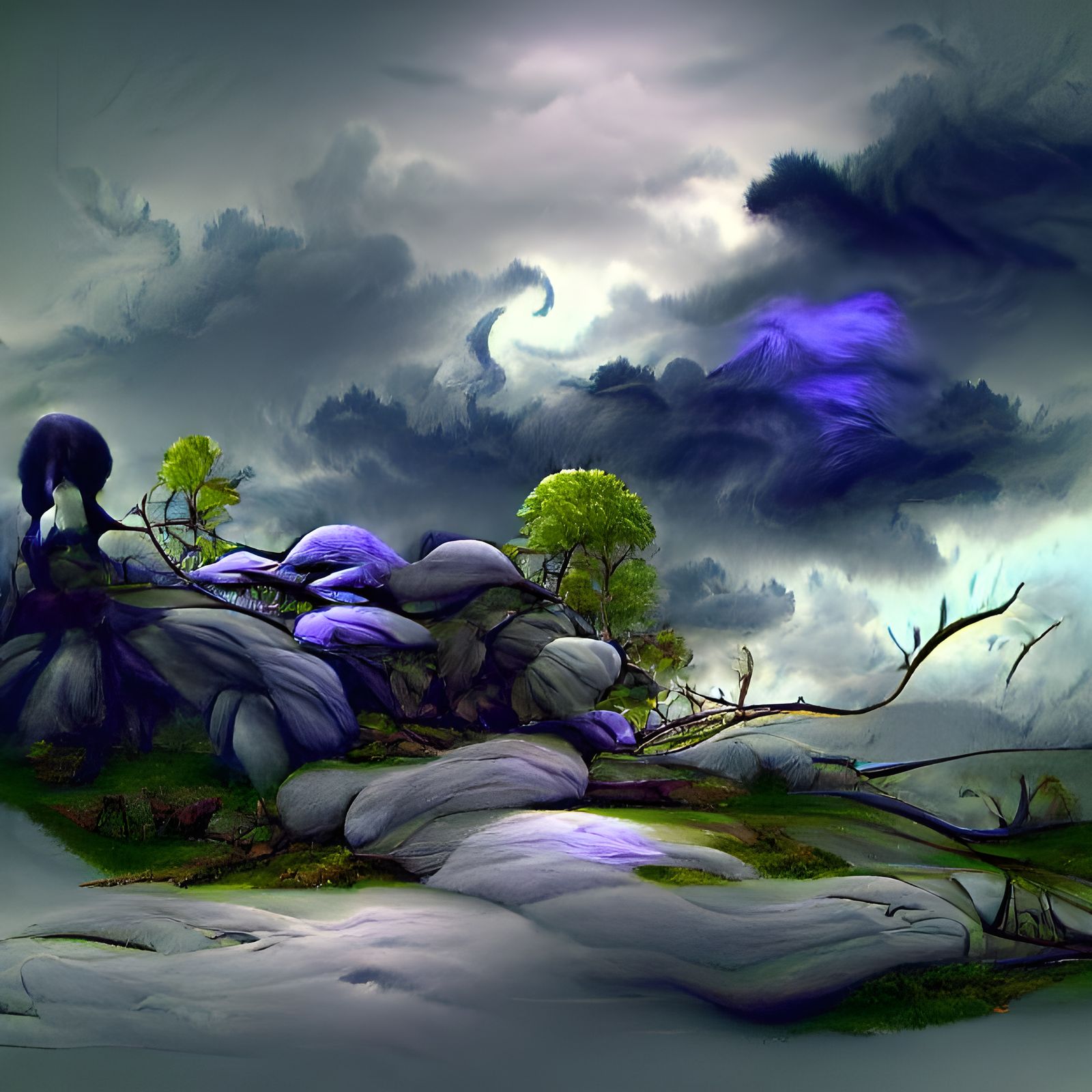 Dramatic Storm with Lightning and Tornado