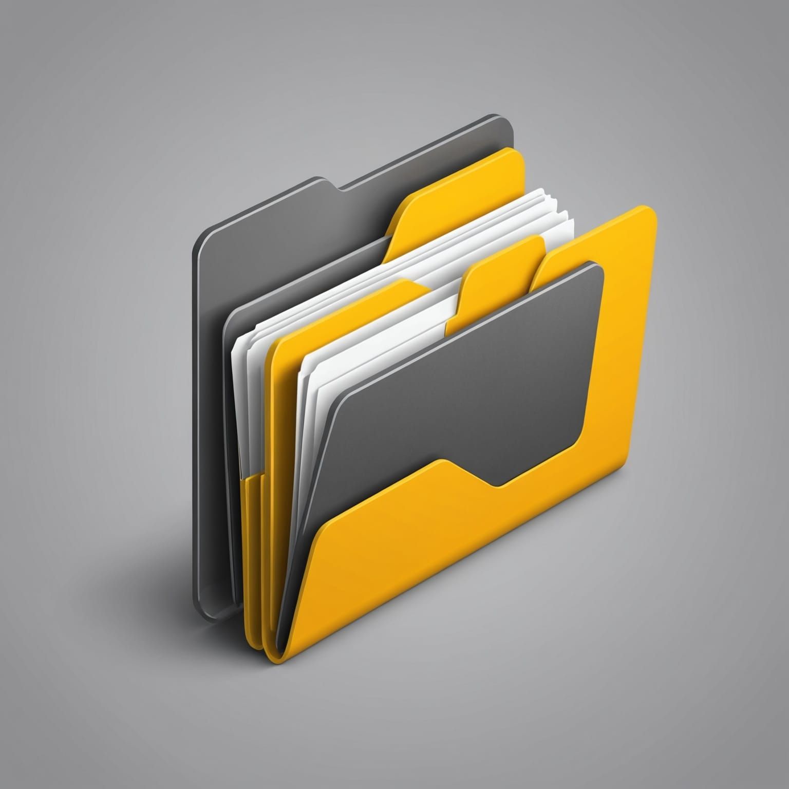 Isometric File Folder Icon in Yellow and Gray