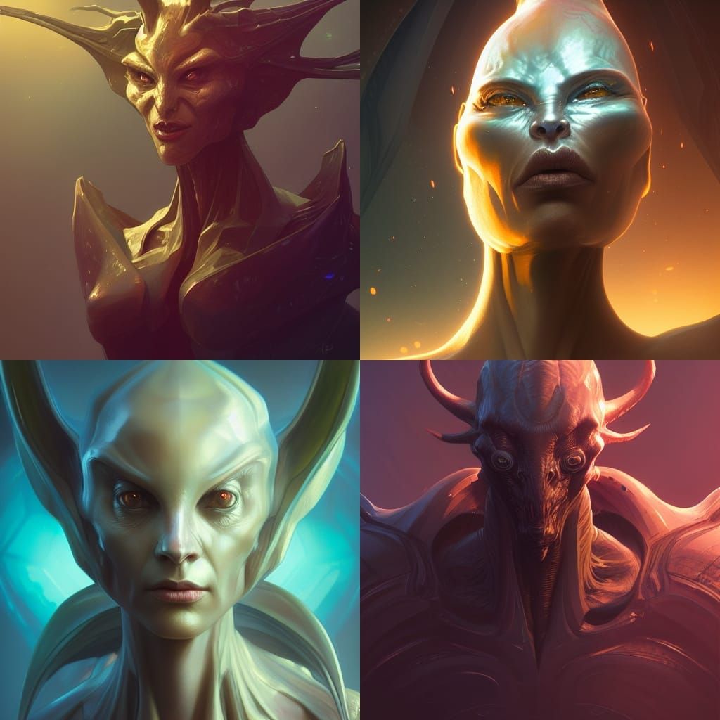 Hyperdetailed Portrait of a Draconian Alien Race