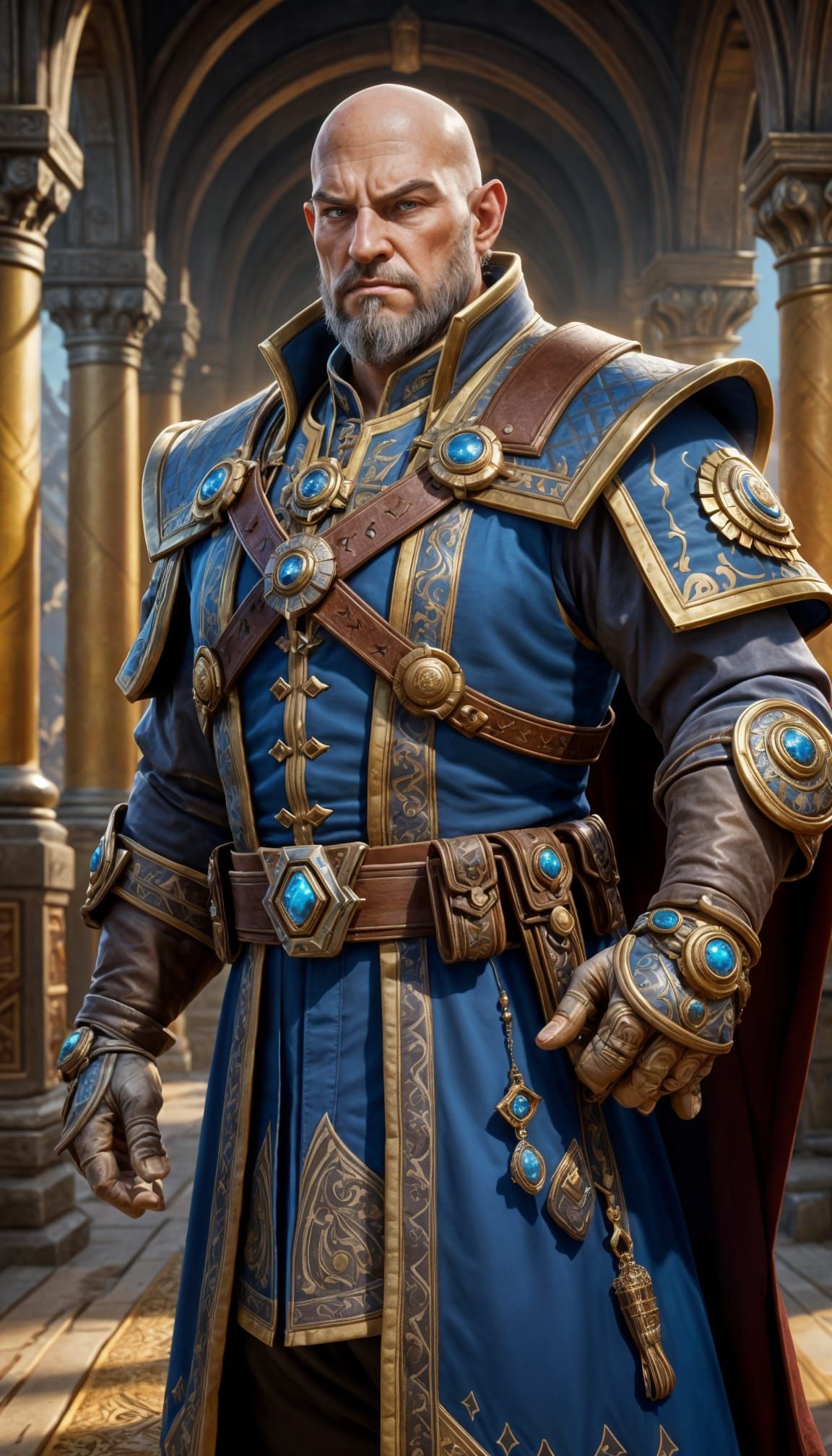 Haughty Governor in Warcraft Style, Hyperrealistic Portrait