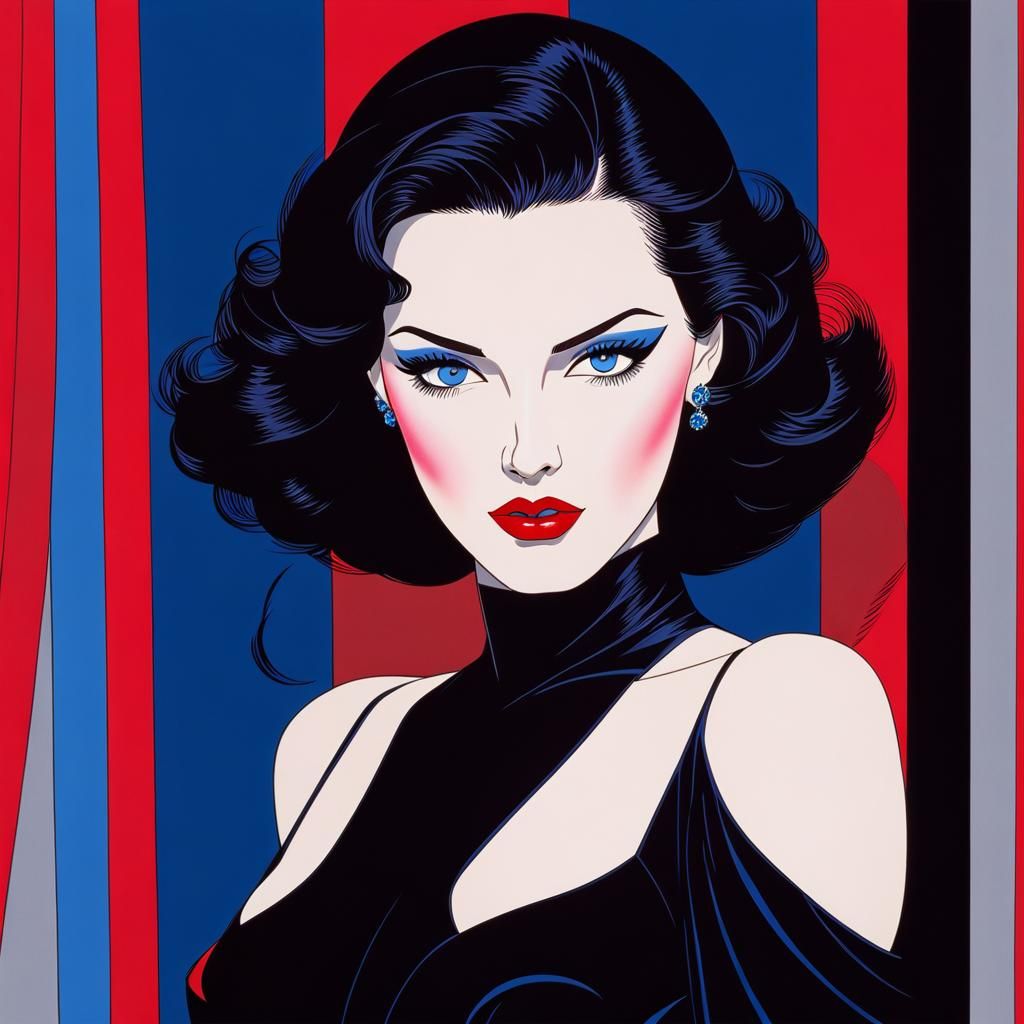 Supermodel Portrait in Nagel Style with Red Backdrop