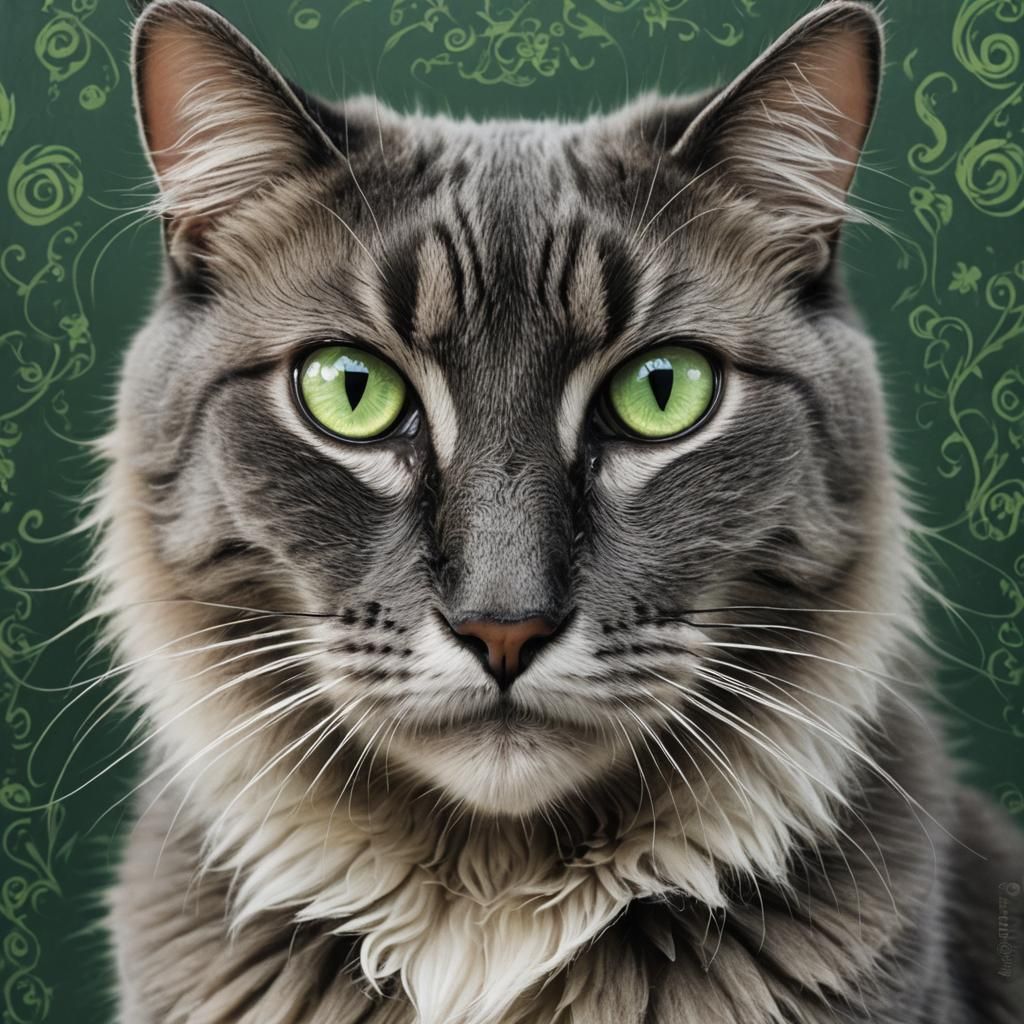 Woman and Cat with Striking Features