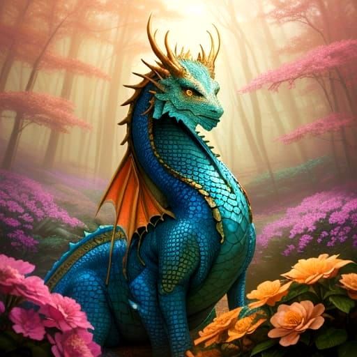 Golden Hour Fantasy Scene in Vibrant Hues