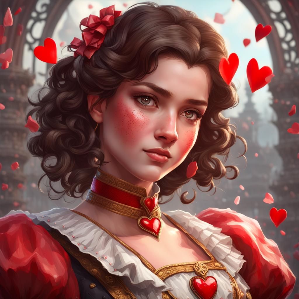 Victorian Queen of Hearts Portrait in 8K