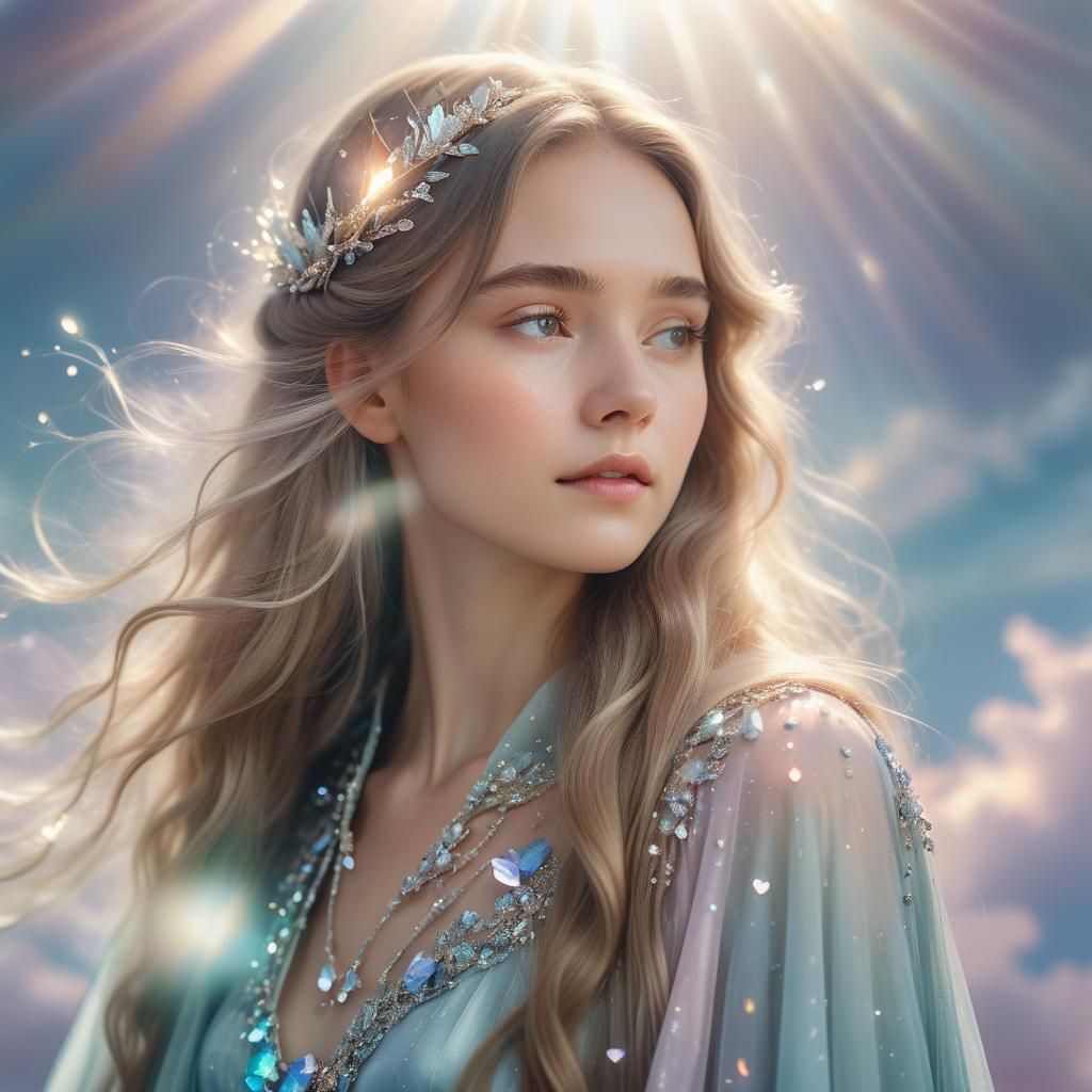 Dreamy Woman Creates Crystals in Ethereal Light