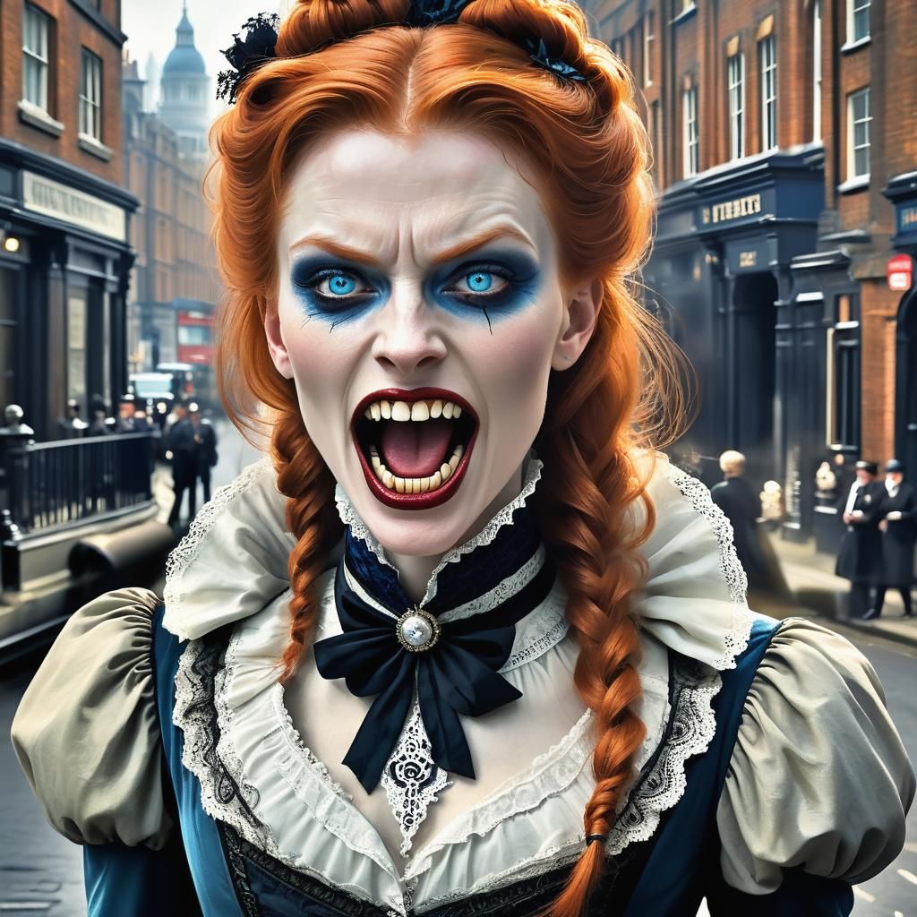Victorian Vampire in Sinister Style on London Streets