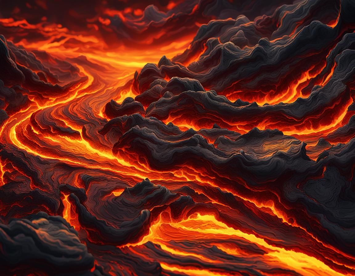 Intense Molten Lava Glow in Expressive Digital Art