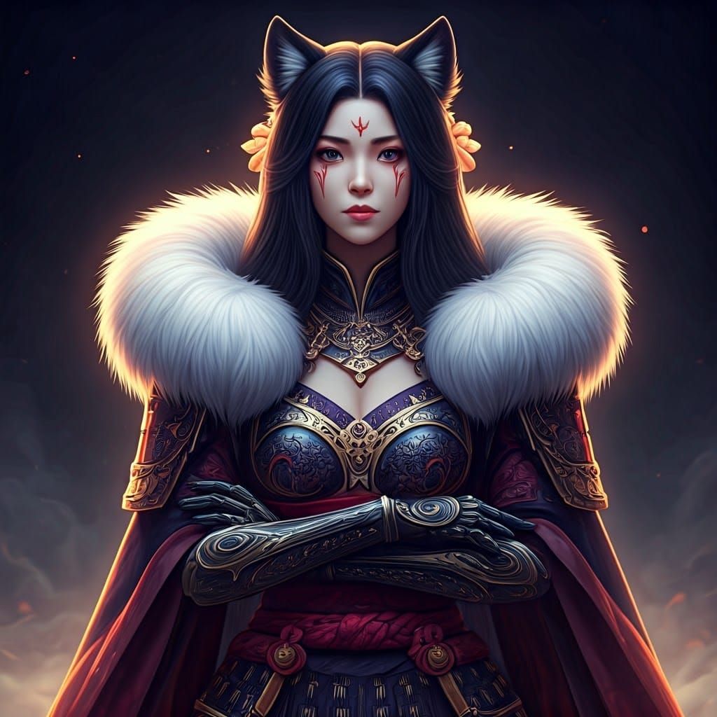 Regal Anime Warrior in Komondor-Inspired Armor