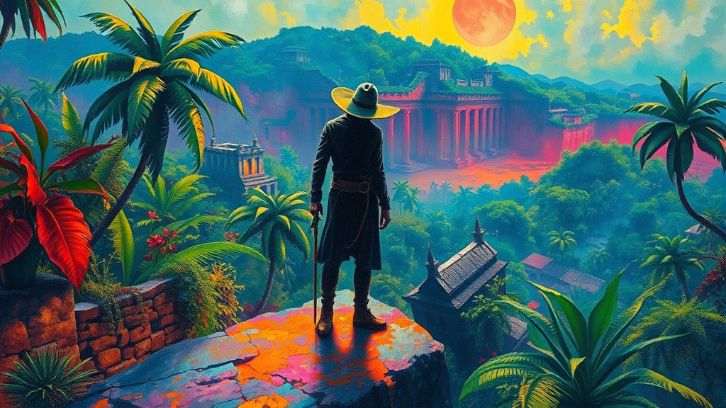 Surreal Paradise: A Watercolor Masterpiece in Fluorescent Im...