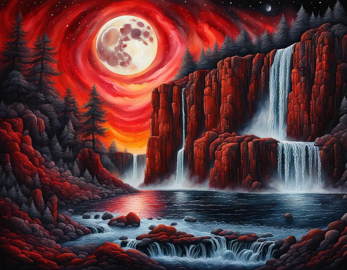 Cursed Waterfall Illustration in Abstract Style