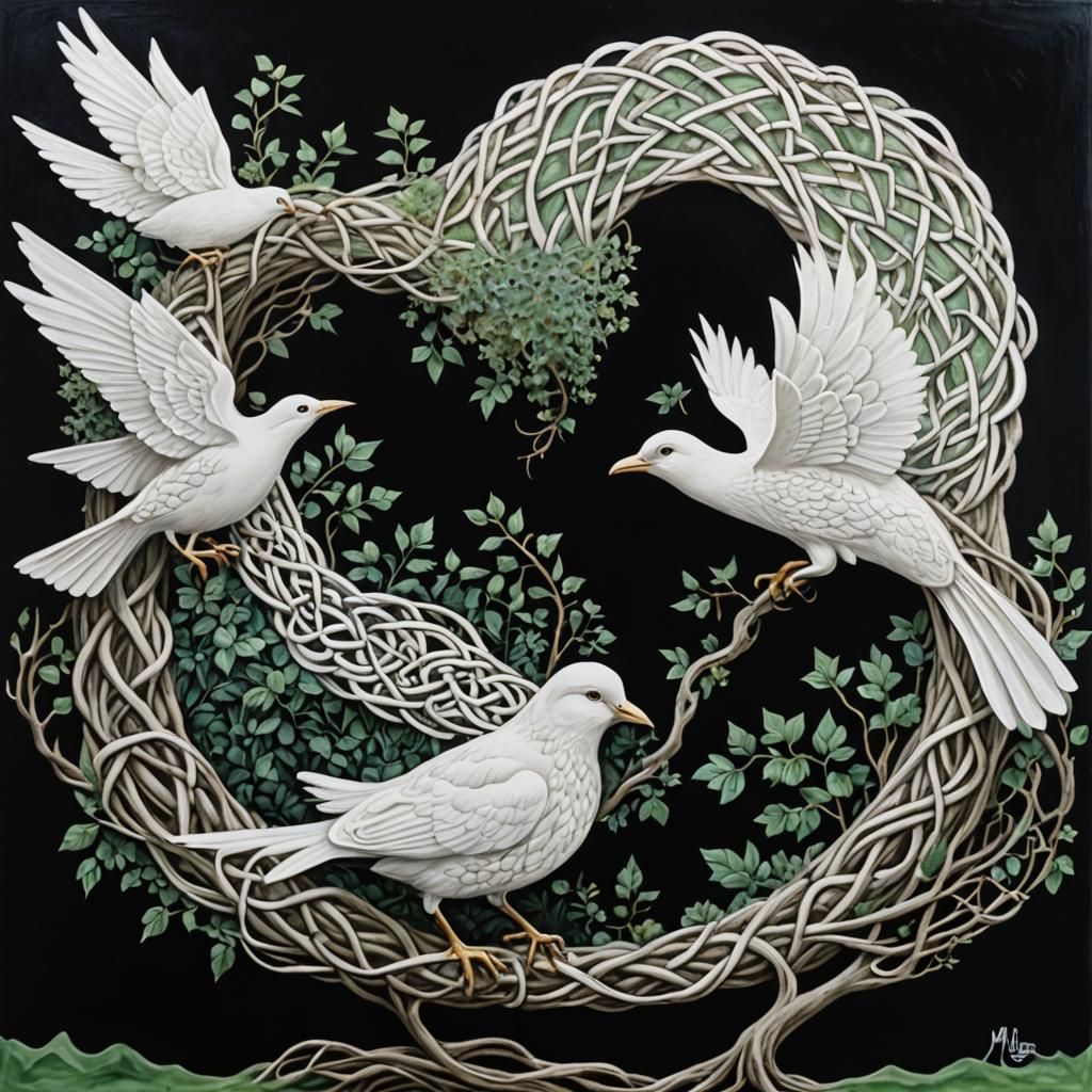 Celtic Bird's Nest in Monet Cutout Style