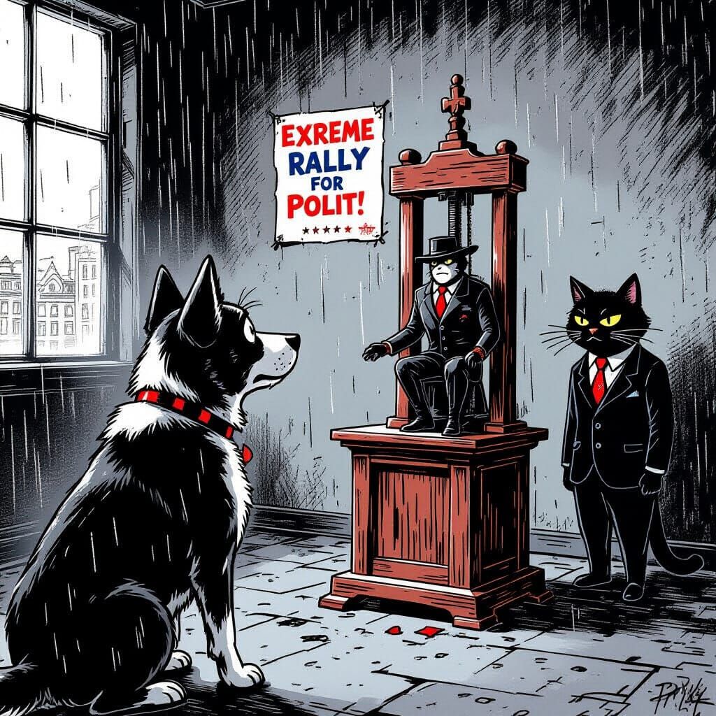 Bob the Dog's Shock at Guillotine in Neo-Noir Polling Statio...