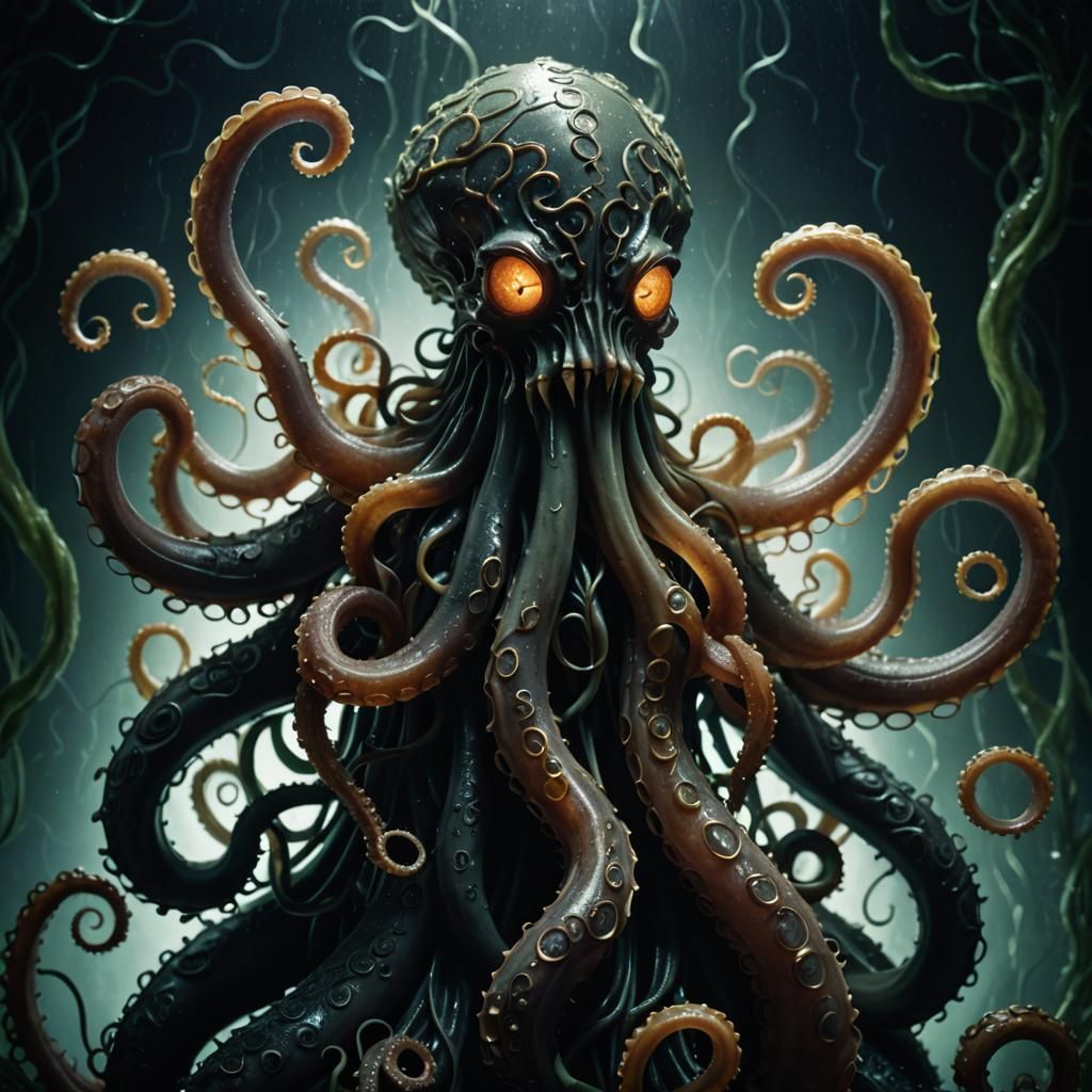 Translucent Tentacle Demon in Dark Mysterious Style