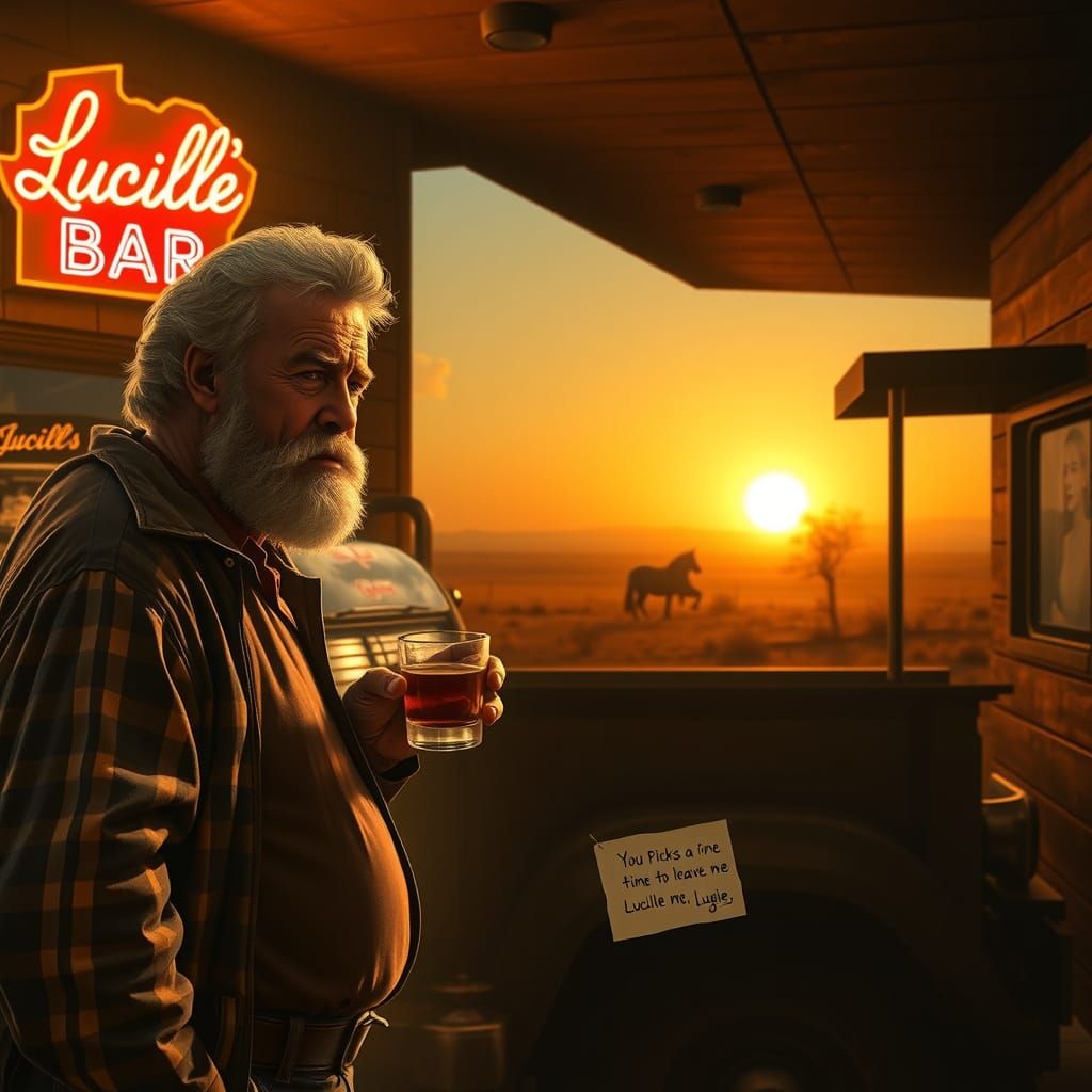 Weary Cowboy at Sunset, Inspired by Country Music