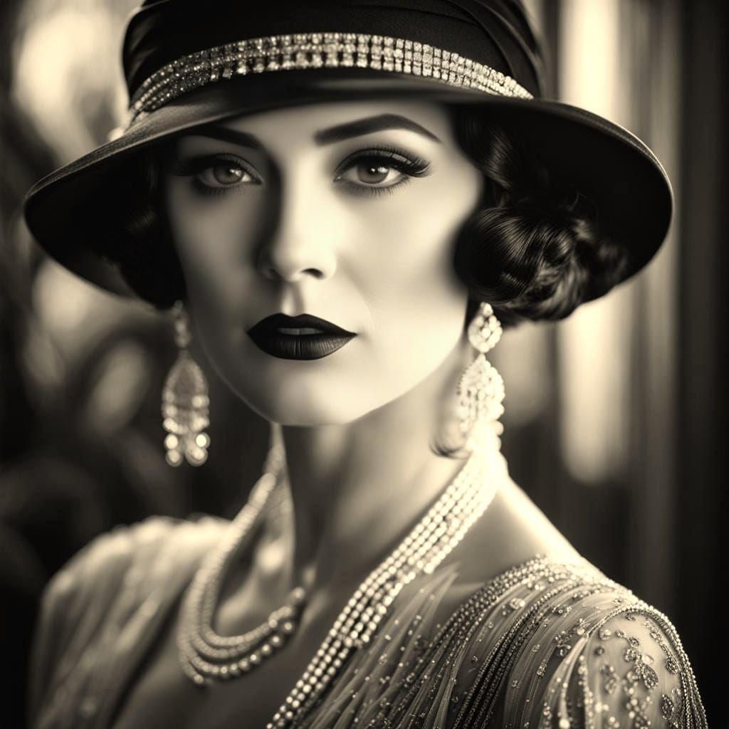 1920s woman portrait with extraordinary details. Elegant!